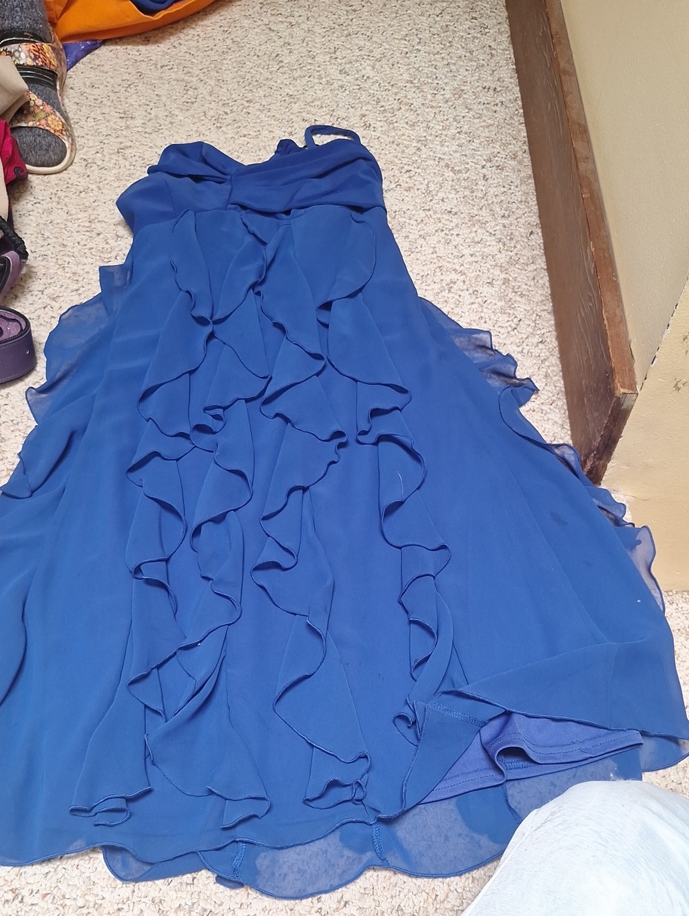 Joseph Ribkoff Blue Ruffled Strapless Women's Dress